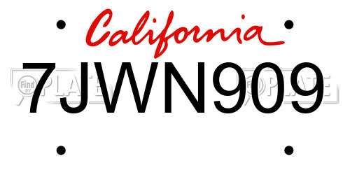 7JWN909 California License Plate