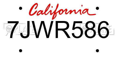 7JWR586 California License Plate