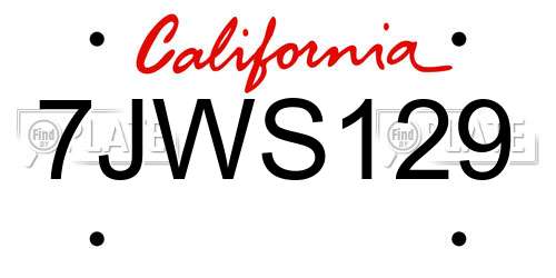 7JWS129 California License Plate