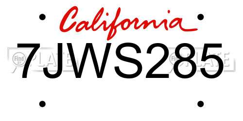 7JWS285 California License Plate