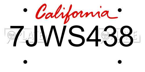 7JWS438 California License Plate