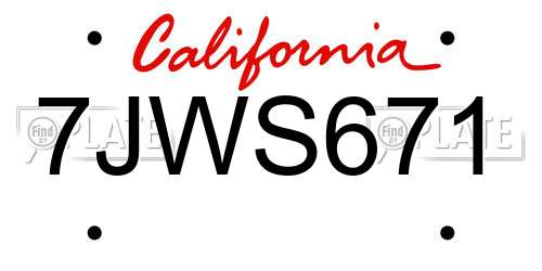 7JWS671 California License Plate