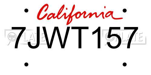 7JWT157 California License Plate