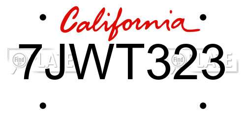 7JWT323 California License Plate