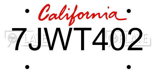 7JWT402 California License Plate
