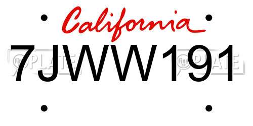 7JWW191 California License Plate