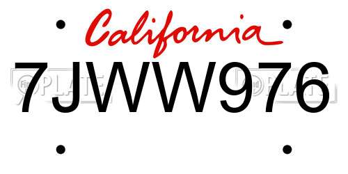 7JWW976 California License Plate
