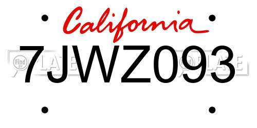 7JWZ093 California License Plate