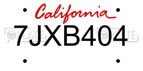 7JXB404 California License Plate