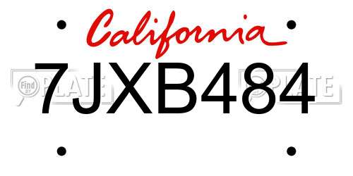 7JXB484 California License Plate