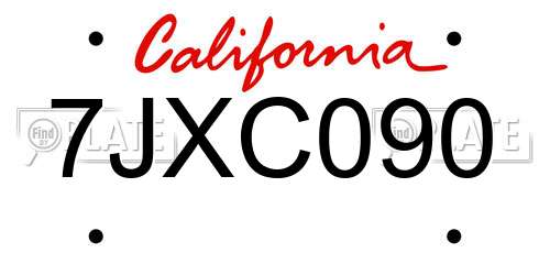 7JXC090 California License Plate