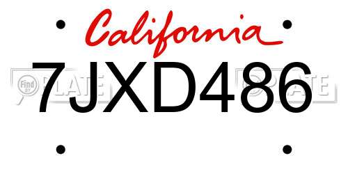 7JXD486 California License Plate