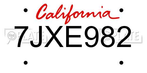7JXE982 California License Plate