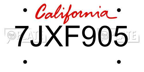 7JXF905 California License Plate