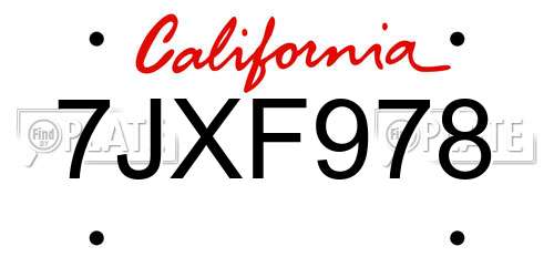 7JXF978 California License Plate
