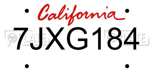 7JXG184 California License Plate