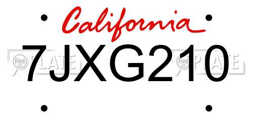 7JXG210 California License Plate