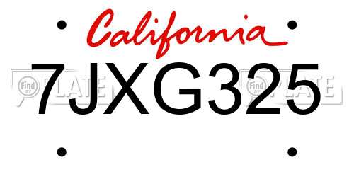 7JXG325 California License Plate