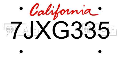 7JXG335 California License Plate