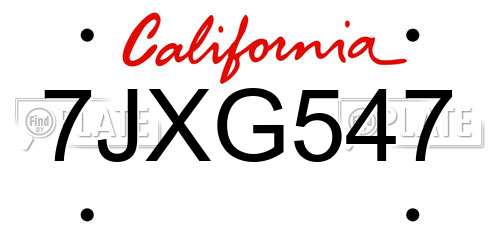7JXG547 California License Plate