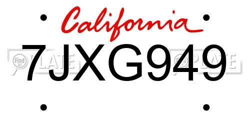 7JXG949 California License Plate