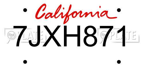 7JXH871 California License Plate