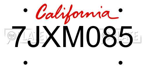 7JXM085 California License Plate