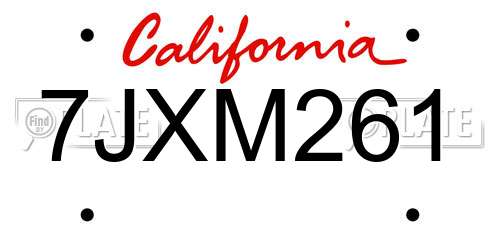 7JXM261 California License Plate