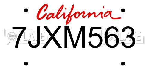 7JXM563 California License Plate