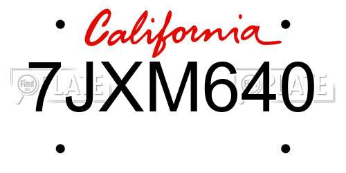 7JXM640 California License Plate
