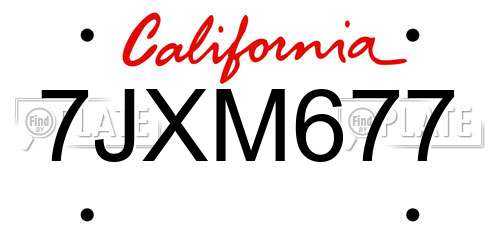 7JXM677 California License Plate
