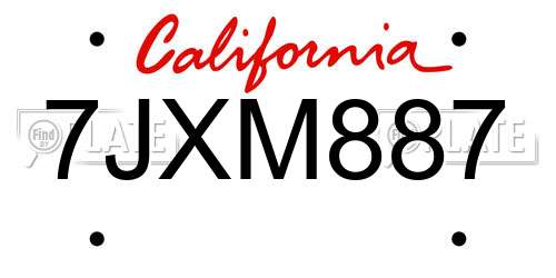 7JXM887 California License Plate