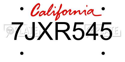 7JXR545 California License Plate
