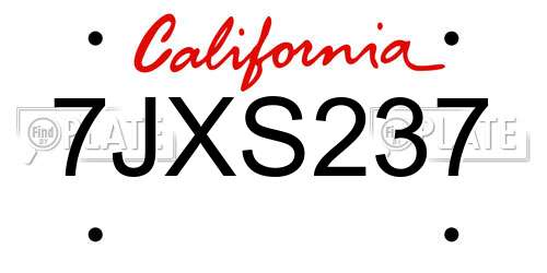 7JXS237 California License Plate