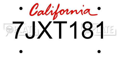 7JXT181 California License Plate