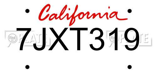 7JXT319 California License Plate