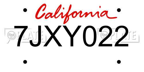 7JXY022 California License Plate