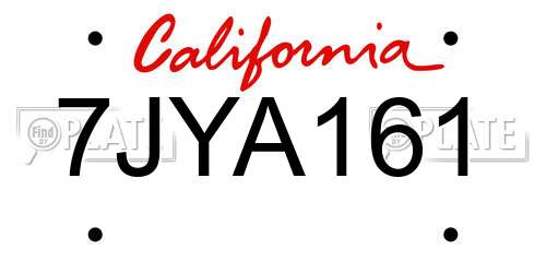 7JYA161 California License Plate