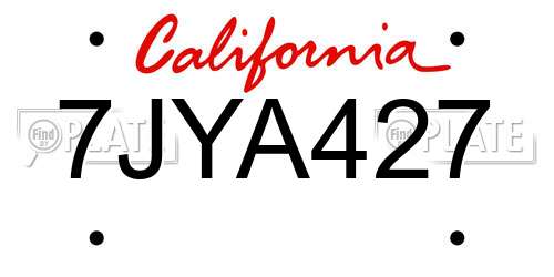 7JYA427 California License Plate