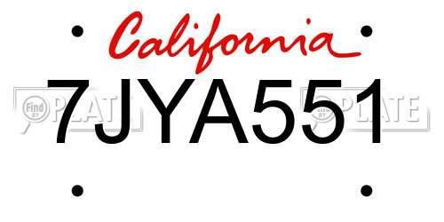 7JYA551 California License Plate