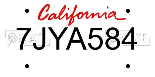 7JYA584 California License Plate