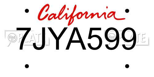 7JYA599 California License Plate
