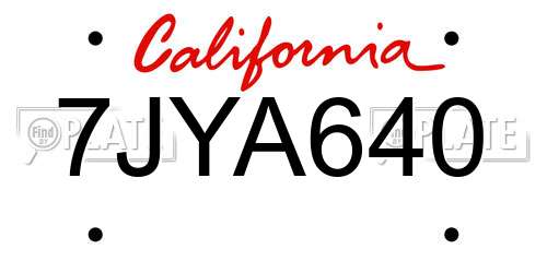 7JYA640 California License Plate