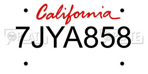 7JYA858 California License Plate