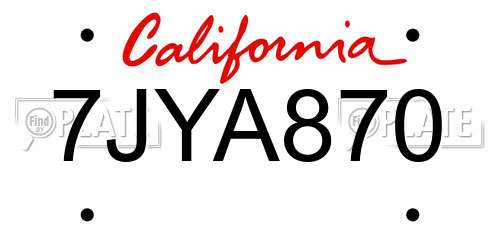 7JYA870 California License Plate