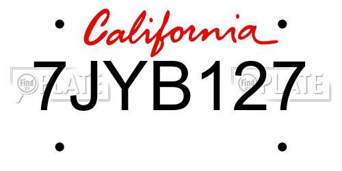 7JYB127 California License Plate