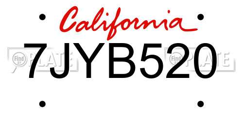 7JYB520 California License Plate