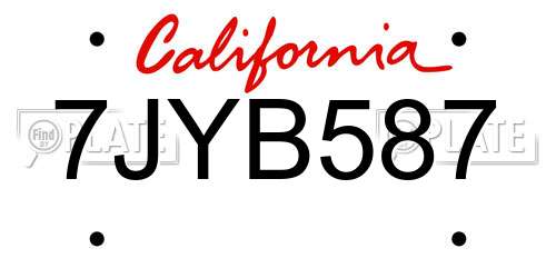 7JYB587 California License Plate