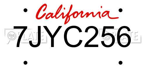 7JYC256 California License Plate