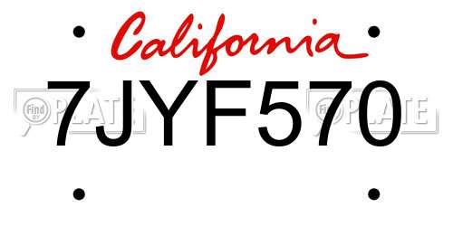 7JYF570 California License Plate